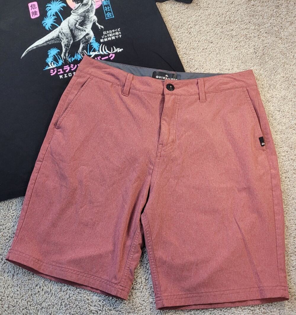 Quiksilver Amphibian Shorts Red Mens 30 Hybrid Surf Golfcore Gorpcore Beach Pool